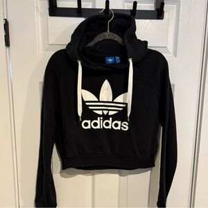 Adidas Women's Black Cropped Hoodie